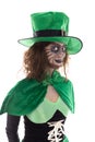 Portrait of a Leprechaun girl, on white