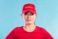 Portrait of lifeguard woman in red cap. Royalty Free Stock Photo