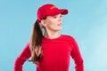 Portrait of lifeguard woman in red cap. Royalty Free Stock Photo