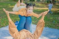 Portrait lifestyle Asian beautiful mother and daughter cheerful and play with her daughter on airplane,activity in family enjoy Royalty Free Stock Photo