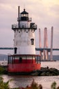 Caisson sparkplug style lighthouse in Tarrytown New York