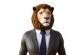 Portrait of Lion in a business suit - Digital 3D Illustration on white background Royalty Free Stock Photo