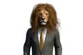 Portrait of Lion in a business suit - Digital 3D Illustration on white background Royalty Free Stock Photo