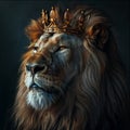 the portrait of a lion with a crown on his head