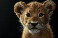 Portrait of a lion cub isolated on a black background Royalty Free Stock Photo