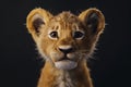 Portrait of a lion cub isolated on a black background Royalty Free Stock Photo