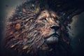 Portrait of lion with ocd, created with Generative AI technology Royalty Free Stock Photo