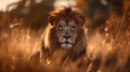 Portrait of a Lion in the Savanna