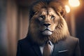 Portrait of a lion in a suit Royalty Free Stock Photo