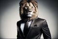 Portrait of a lion in a suit Royalty Free Stock Photo