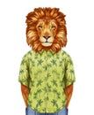 Portrait of Lion in summer shirt.