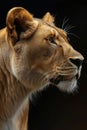 Portrait of a lioness in profile on a black background Royalty Free Stock Photo