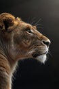 Portrait of a lioness in profile on a black background Royalty Free Stock Photo