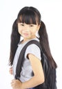 Portrait of little asian girl with backpack Royalty Free Stock Photo