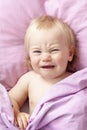 Portrait little baby crying tears emotionally Royalty Free Stock Photo