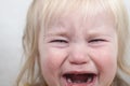 Portrait little baby crying tears emotionally Royalty Free Stock Photo