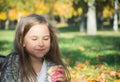 Portrait of a little beautiful girl six years old Royalty Free Stock Photo