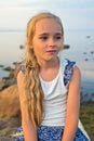 Portrait of little beautiful girl on sunset Royalty Free Stock Photo