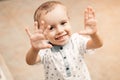 Portrait of a little boy blond laughing Royalty Free Stock Photo