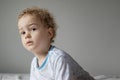 Portrait of little boy in pyjamas before going to sleep Royalty Free Stock Photo