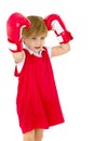 Portrait of little boy in red boxing gloves Royalty Free Stock Photo