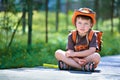 Portrait of a little boy in summer forest Royalty Free Stock Photo