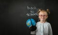 Portrait of little caucasian girl wearing glasses. Royalty Free Stock Photo