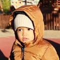 Portrait of toddler boy in winter clothes Royalty Free Stock Photo