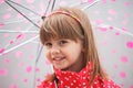 Portrait of little cute girl under the umbrella Royalty Free Stock Photo