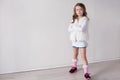 Portrait of a little fashion girls on white background Royalty Free Stock Photo