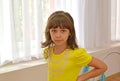 Portrait of the little girl against the background of a window i Royalty Free Stock Photo