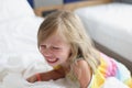 Portrait of little girl crying and screaming closeup Royalty Free Stock Photo