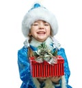 Portrait of a little girl dressed in the costume of Snow Maiden Royalty Free Stock Photo