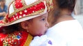 Portrait of little girl dressed up for Christmas parade