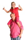 Portrait of a little girl enjoying piggyback ride with her grand Royalty Free Stock Photo