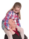 Portrait of a little girl enjoying piggyback ride with her grand Royalty Free Stock Photo