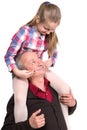 Portrait of a little girl enjoying piggyback ride with her grand Royalty Free Stock Photo