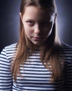 Portrait of a little girl with evil face Royalty Free Stock Photo