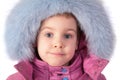 Portrait of little girl in furry hat