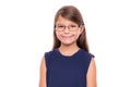 Portrait of a little girl with glasses isolated on white backgroud. Royalty Free Stock Photo