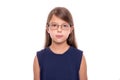 Portrait of a little girl with glasses isolated on white backgroud. Royalty Free Stock Photo