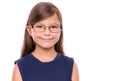 Portrait of a little girl with glasses isolated on white backgroud. Royalty Free Stock Photo