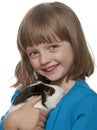 Portrait of little girl and her pet a guinea pig Royalty Free Stock Photo