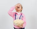 Portrait of a little girl with popcorn Royalty Free Stock Photo