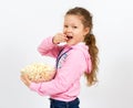 Portrait of a little girl with popcorn Royalty Free Stock Photo