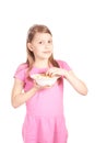 Portrait of a little girl with popcorn on white Royalty Free Stock Photo