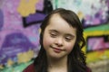 Portrait of little girl smiling outdoors. Royalty Free Stock Photo