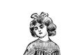 Portrait of a little girl - Vintage Illustration Royalty Free Stock Photo