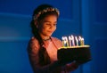 Portrait of little pretty girl with birthday cake Royalty Free Stock Photo