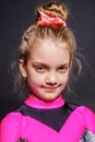 Portrait of little sporty girl gymnast